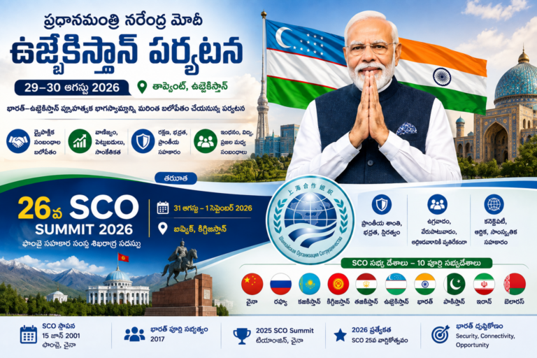 మోదీ – ఉజ్బెకిస్తాన్ పర్యటన & 26వ SCO శిఖరాగ్ర సదస్సు 2026